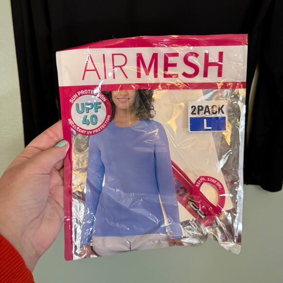 32 Degrees Womens L Black UPF 40 Air Mesh Cool Long Sleeve Active Shirt Tee 1Pc - Picture 7 of 8